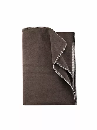 DAVID FUSSENEGGER | Manta de franela con puntada decorativa 140x200cm (Blanco natural) | braun